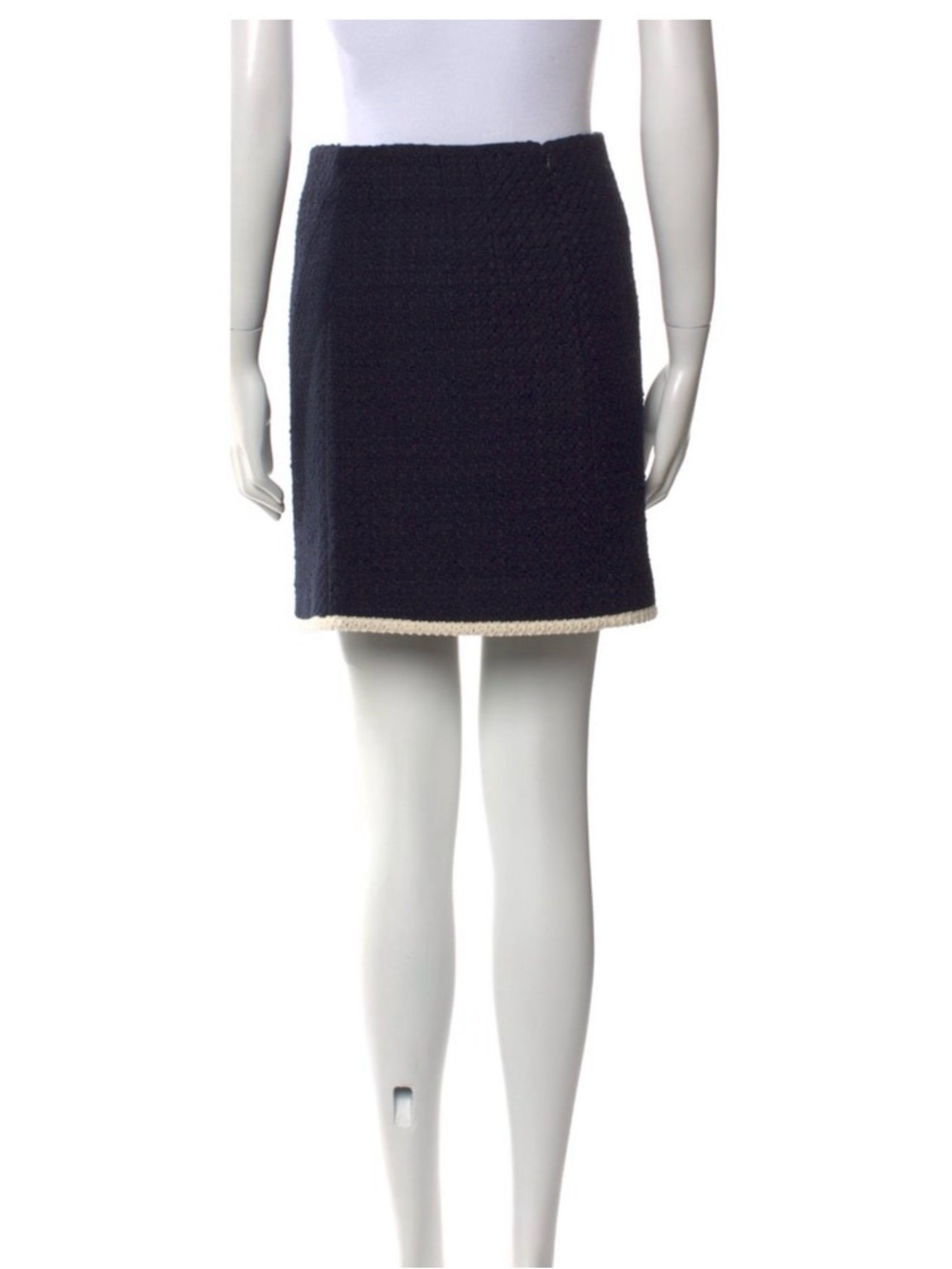 Veronica Beard Navy Mini Skirt with Cream Trim “Roman Skirt”